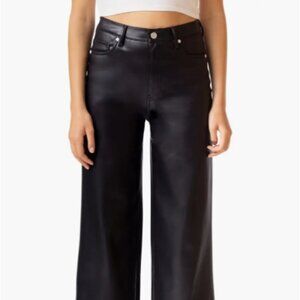 Wide Leg Black Faux Leather Pants - Size 31